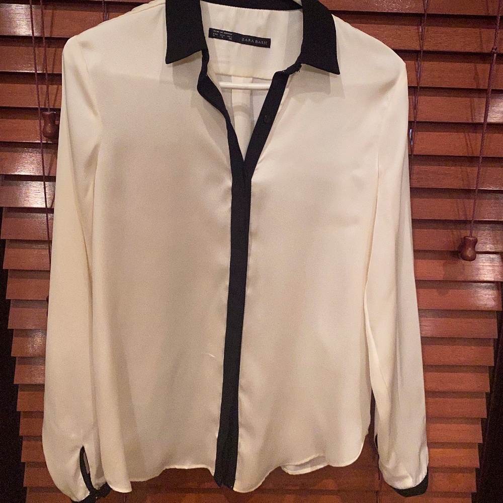 Zara Cream Shirt with Contrasting Trim